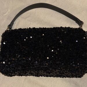 PrettyLittleThing Black Sequin Clutch